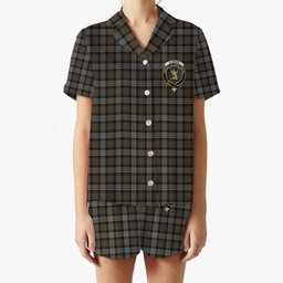 ScotsTee Shop Scottish Stewart Old Weathered Crest Women's Short Sleeve Short Set Tartan Pyjama Set