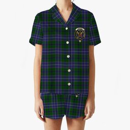 ScotsTee Shop Scottish Wishart Hunting Crest Women's Short Sleeve Short Set Tartan Pyjama Set
