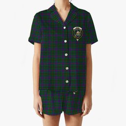 ScotsTee Shop Scottish Wood Clan Family Crest Women's Short Sleeve Short Set Tartan Pyjama Set
