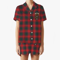 ScotsTee Shop Scottish Somerville Modern Crest Women's Short Sleeve Short Set Tartan Pyjama Set