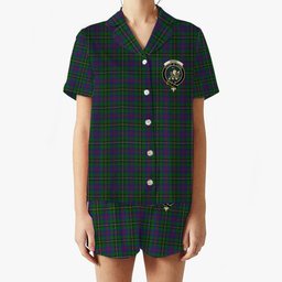 ScotsTee Shop Scottish Wood Crest Women's Short Sleeve Short Set Tartan Pyjama Set