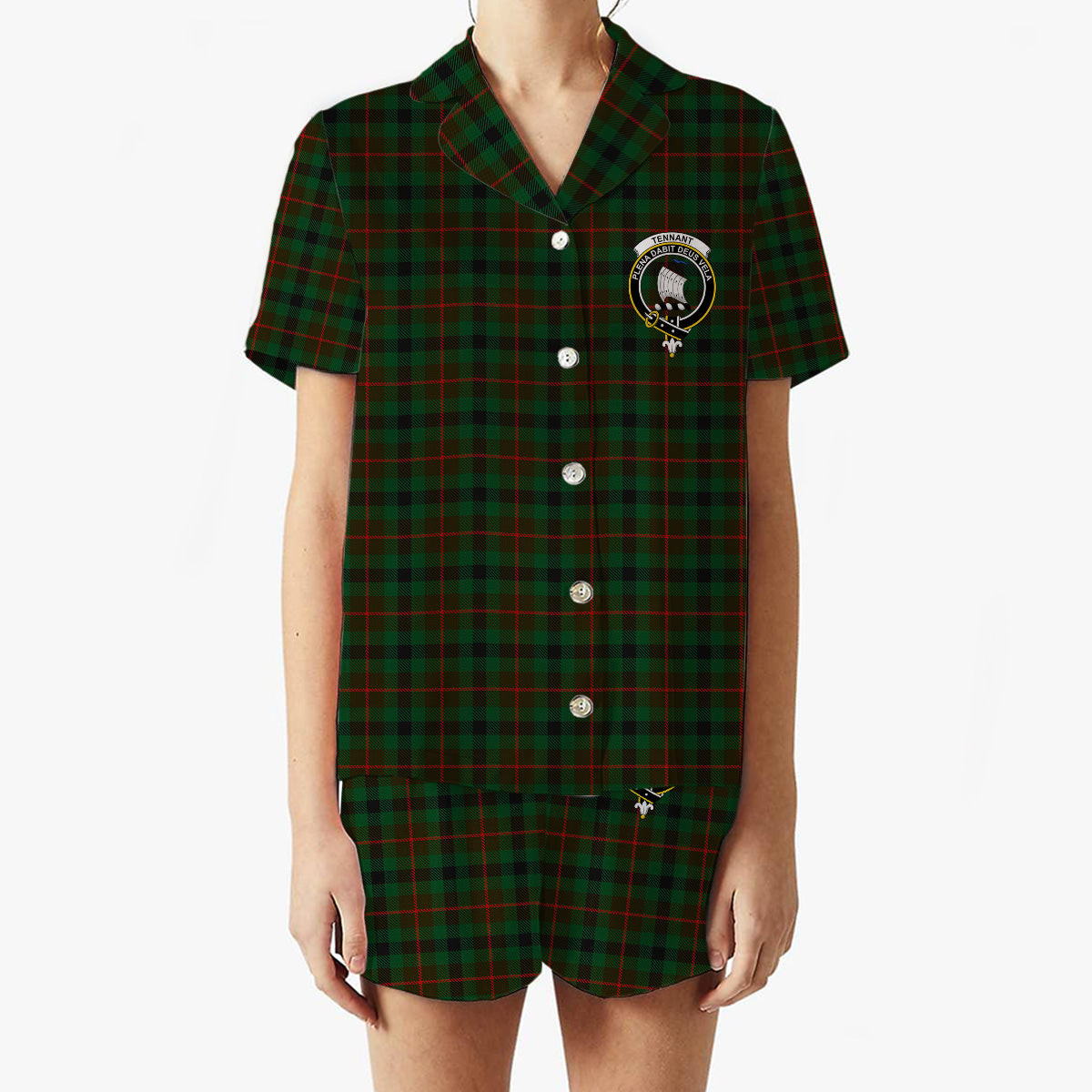 ScotsTee Shop Scottish Tennant Crest Women's Short Sleeve Short Set Tartan Pyjama Set
