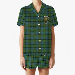 ScotsTee Shop Scottish Sinclair Hunting Ancient Clan Crest Women's Short Sleeve Short Set Tartan Pyjama Set