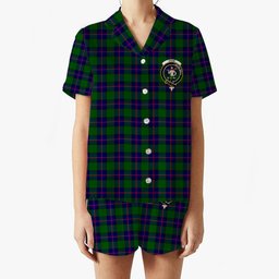 ScotsTee Shop Scottish Shaw Modern Crest Women's Short Sleeve Short Set Tartan Pyjama Set