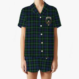 ScotsTee Shop Scottish Stevenson Hunting Crest Women's Short Sleeve Short Set Tartan Pyjama Set