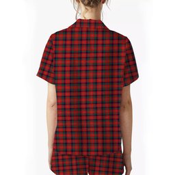 ScotsTee Shop Scottish Robertson White line New Modern Crest Women's Short Sleeve Short Set Tartan Pyjama Set