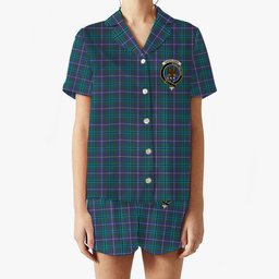 ScotsTee Shop Scottish Sandilands Crest Women's Short Sleeve Short Set Tartan Pyjama Set