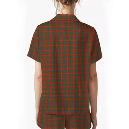 ScotsTee Shop Scottish Robertson White line New Ancient Crest Women's Short Sleeve Short Set Tartan Pyjama Set