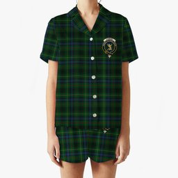 ScotsTee Shop Scottish Stewart Hunting Modern Crest Women's Short Sleeve Short Set Tartan Pyjama Set