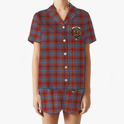 ScotsTee Shop Scottish Wishart Dress Ancient Crest Women's Short Sleeve Short Set Tartan Pyjama Set