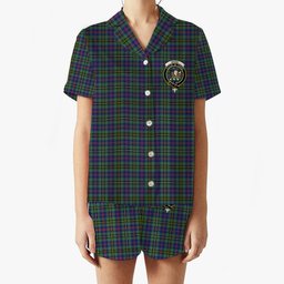 ScotsTee Shop Scottish Wood SC Crest Women's Short Sleeve Short Set Tartan Pyjama Set