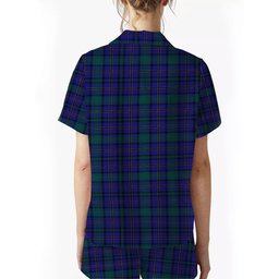 ScotsTee Shop Scottish Weir Ancient Tartan Crest Women's Short Sleeve Short Set Tartan Pyjama Set