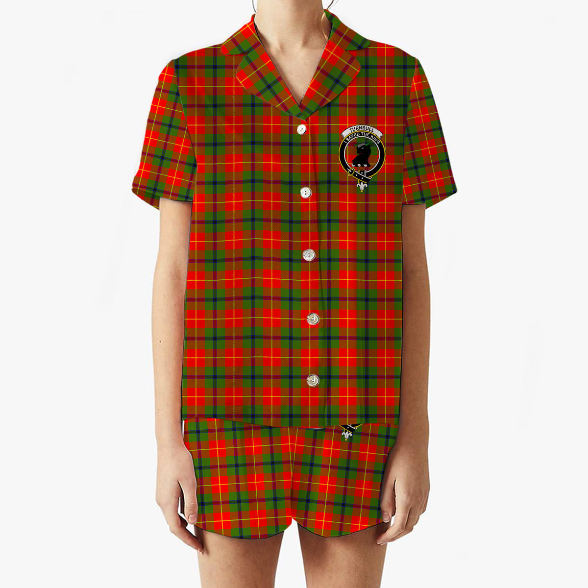 ScotsTee Shop Scottish Turnbull SC Crest Women's Short Sleeve Short Set Tartan Pyjama Set