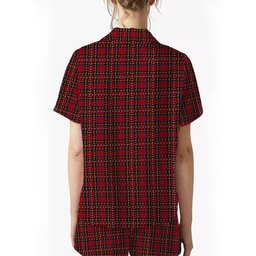 ScotsTee Shop Scottish Stewart Royal 1988 M&S Crest Women's Short Sleeve Short Set Tartan Pyjama Set