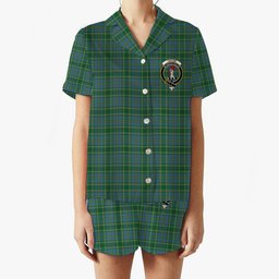 ScotsTee Shop Scottish Taylor Ancient Crest Women's Short Sleeve Short Set Tartan Pyjama Set