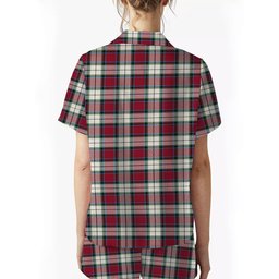 ScotsTee Shop Scottish Rose Dress Modern Crest Women's Short Sleeve Short Set Tartan Pyjama Set