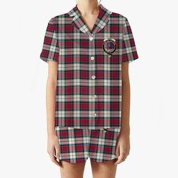 ScotsTee Shop Scottish Rose Dress Modern Crest Women's Short Sleeve Short Set Tartan Pyjama Set