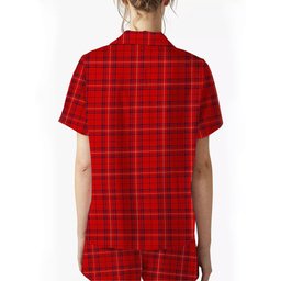 ScotsTee Shop Scottish Rose of Kilravock Modern Crest Women's Short Sleeve Short Set Tartan Pyjama Set