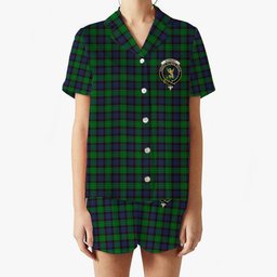 ScotsTee Shop Scottish Stewart Old Modern Crest Women's Short Sleeve Short Set Tartan Pyjama Set