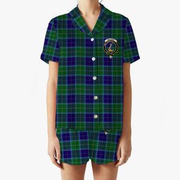 ScotsTee Shop Scottish Wallace Blue Crest Women's Short Sleeve Short Set Tartan Pyjama Set