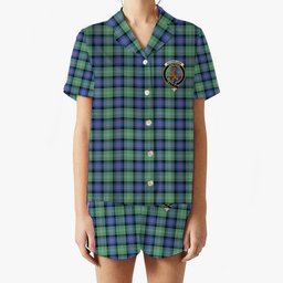 ScotsTee Shop Scottish Sutherland Old Ancient SC Crest Women's Short Sleeve Short Set Tartan Pyjama Set