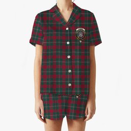 ScotsTee Shop Scottish Strang Modern Crest Women's Short Sleeve Short Set Tartan Pyjama Set