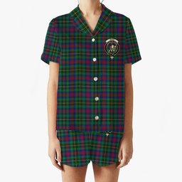 ScotsTee Shop Scottish Wood Modern Clan Crest Women's Short Sleeve Short Set Tartan Pyjama Set