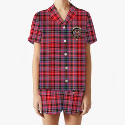 ScotsTee Shop Scottish Straiton Crest Women's Short Sleeve Short Set Tartan Pyjama Set