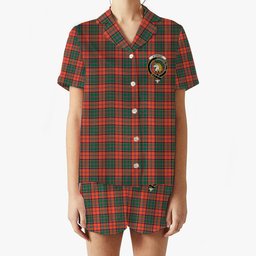 ScotsTee Shop Scottish Stewart of Appin Ancient Crest Women's Short Sleeve Short Set Tartan Pyjama Set