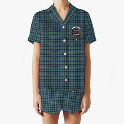 ScotsTee Shop Scottish Weir Ancient SC Crest Women's Short Sleeve Short Set Tartan Pyjama Set