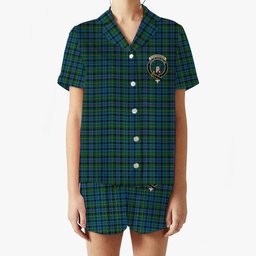 ScotsTee Shop Scottish Stephenson Hunting 2 Crest Women's Short Sleeve Short Set Tartan Pyjama Set