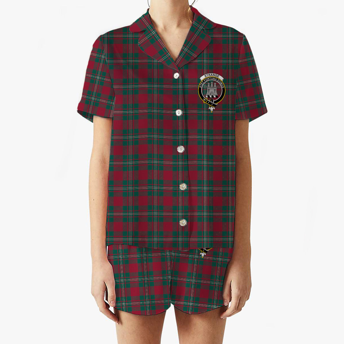 ScotsTee Shop Scottish Strange Modern Crest Women's Short Sleeve Short Set Tartan Pyjama Set