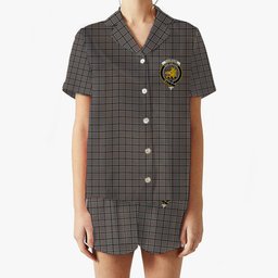 ScotsTee Shop Scottish Thomson Dress Grey Crest Women's Short Sleeve Short Set Tartan Pyjama Set