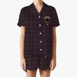 ScotsTee Shop Scottish Rutherford Simon Travis Alan Hunting Crest Women's Short Sleeve Short Set Tartan Pyjama Set