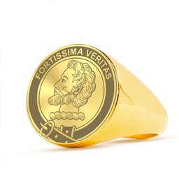 ScotsTee Shop Scottish Kircaldy of Grange Crest Scottish Clan Silver Gold Ring