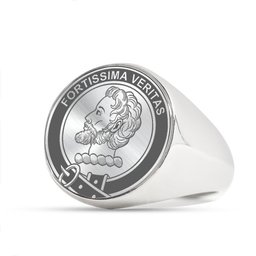 ScotsTee Shop Scottish Kircaldy of Grange Crest Scottish Clan Silver Gold Ring