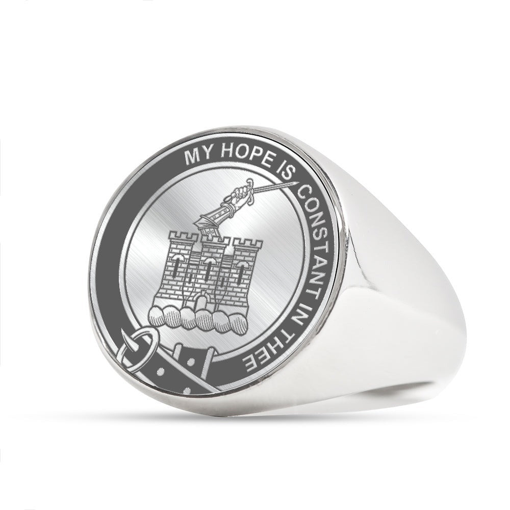 ScotsTee Shop Scottish McDonald Of Ranald Clan Badge Crest Scottish Clan Silver Gold Ring
