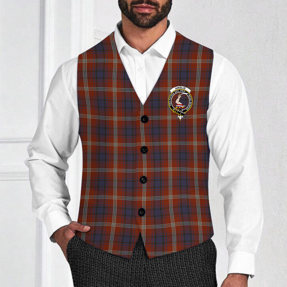 ScotsTee Shop Scottish Ainslie SC Crest Tartan Waistcoat Sleeveless Suit Vest