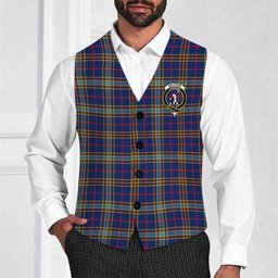 ScotsTee Shop Scottish Balfour Blue Modern Crest Tartan Waistcoat Sleeveless Suit Vest