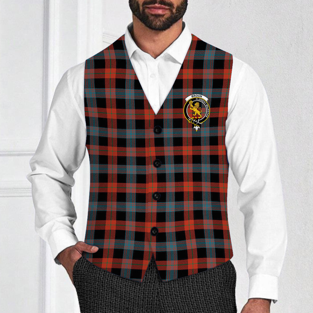 ScotsTee Shop Scottish Broun Ancient Crest Tartan Waistcoat Sleeveless Suit Vest