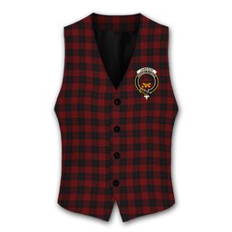ScotsTee Shop Scottish Cameron Black and Red Crest Tartan Waistcoat Sleeveless Suit Vest