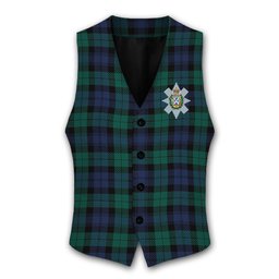 ScotsTee Shop Scottish Black Watch Large Sett Modern Crest Tartan Waistcoat Sleeveless Suit Vest