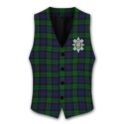 ScotsTee Shop Scottish Black Watch Crest Tartan Waistcoat Sleeveless Suit Vest