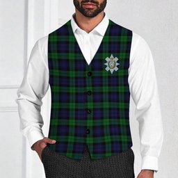 ScotsTee Shop Scottish Black Watch Crest Tartan Waistcoat Sleeveless Suit Vest