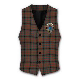 ScotsTee Shop Scottish Bowie Black Modern Crest Tartan Waistcoat Sleeveless Suit Vest