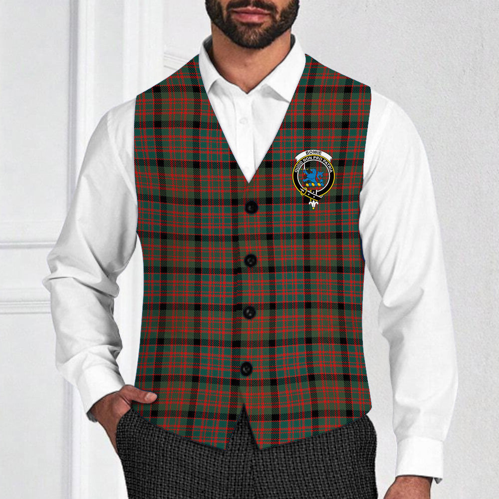 ScotsTee Shop Scottish Bowie Black Modern Crest Tartan Waistcoat Sleeveless Suit Vest