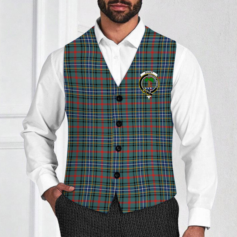 ScotsTee Shop Scottish Bisset Modern Crest Tartan Waistcoat Sleeveless Suit Vest
