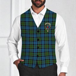 ScotsTee Shop Scottish Colquhoun 2 Crest Tartan Waistcoat Sleeveless Suit Vest