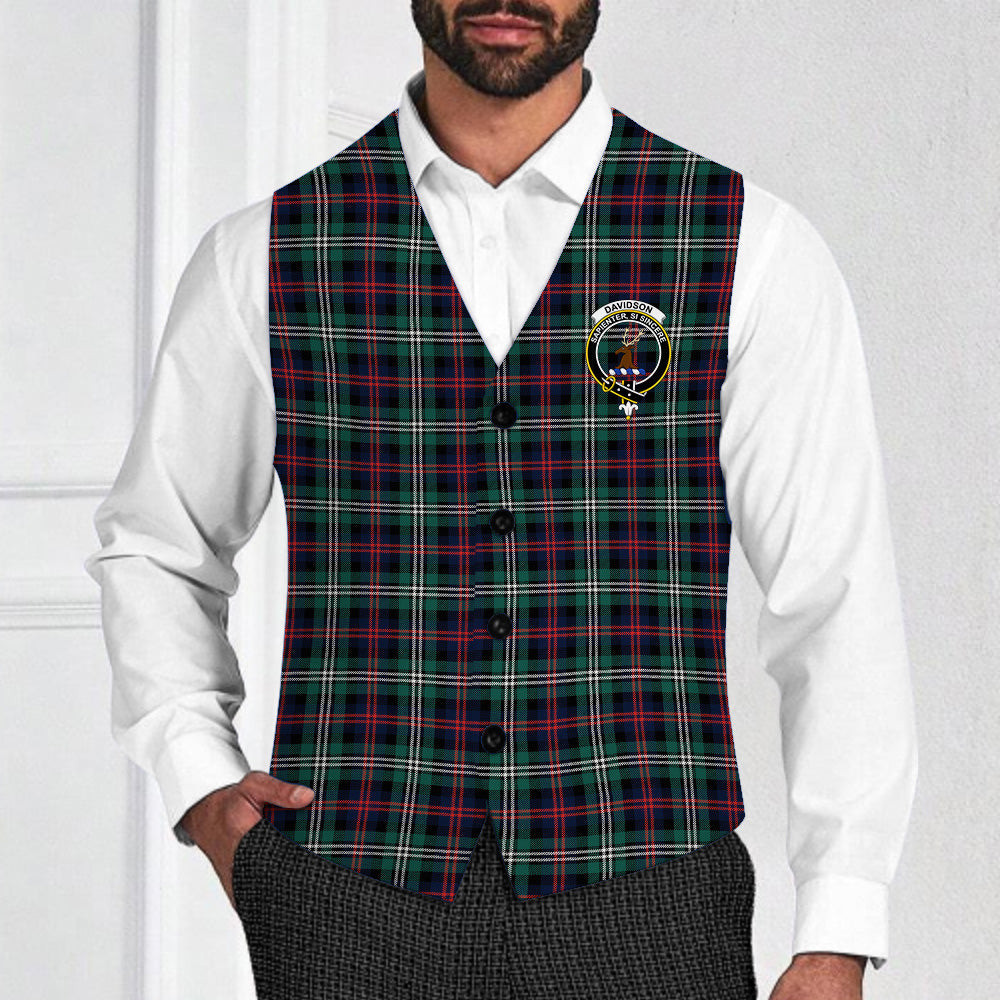 ScotsTee Shop Scottish Davidson Double Modern Crest Tartan Waistcoat Sleeveless Suit Vest