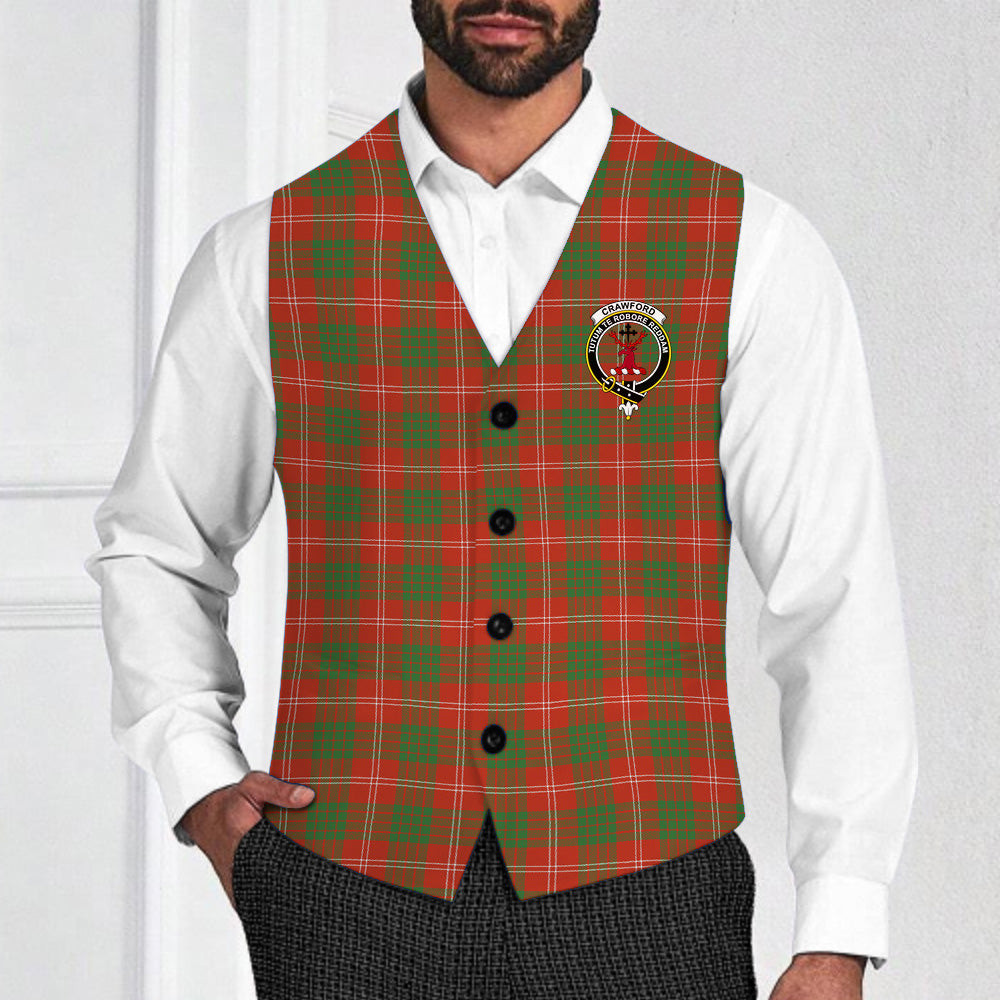ScotsTee Shop Scottish Crawford Red Ancient Crest Tartan Waistcoat Sleeveless Suit Vest